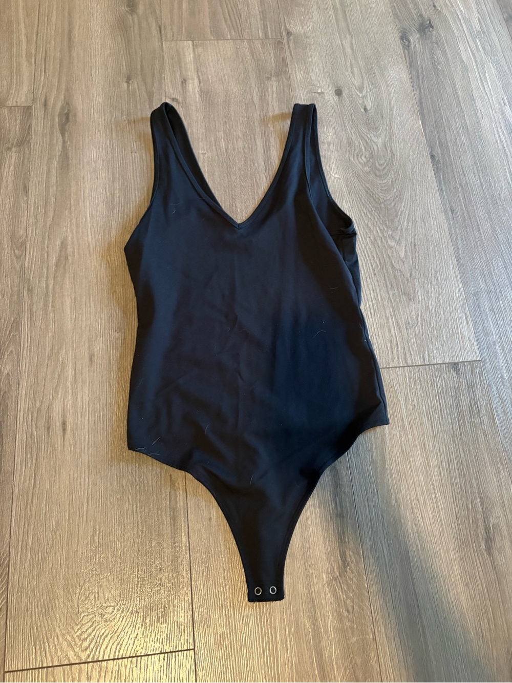 Abercrombie & Fitch soft A&F Collection Black V-Neck Snap-Closure Bodysuit small